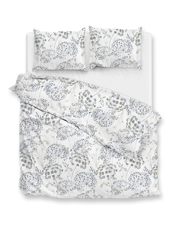 Zo!Home Komplet pościeli flanelowej "Eira" w kolorze biało-błękitnym rozmiar: 240x220 cm