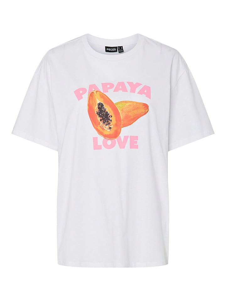 Pieces Koszulka "Thea" w kolorze białym rozmiar: XS