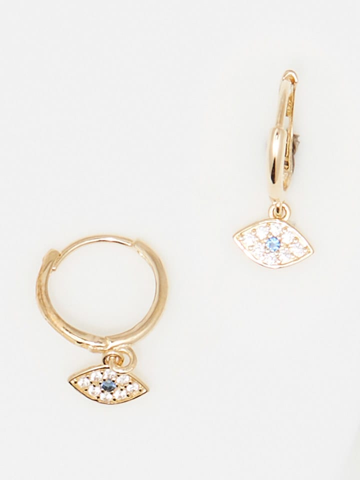 OR ÉCLAT Złote kolczyki-kreole "Annabelle" z cyrkoniami rozmiar: onesize