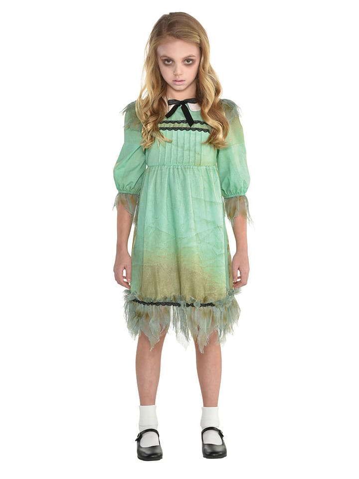 amscan Sukienka kostiumowa "Dreadful Darling" w kolorze beżowo-zielonym rozmiar: 140-152