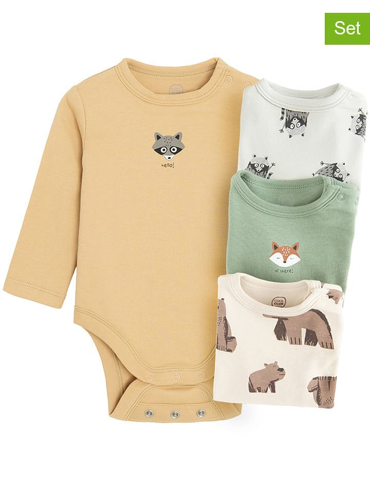 COOL CLUB Body (4 szt.) w kolorze żółto-zielono-kremowym rozmiar: 56/62