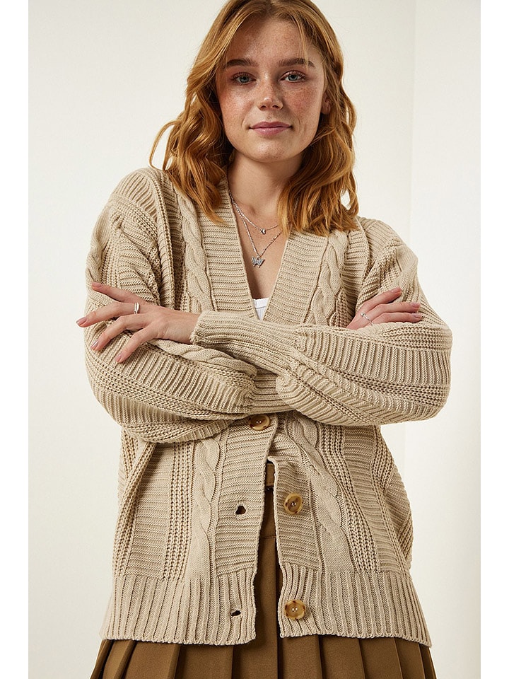 Happiness Istanbul Kardigan w kolorze beżowym rozmiar: onesize