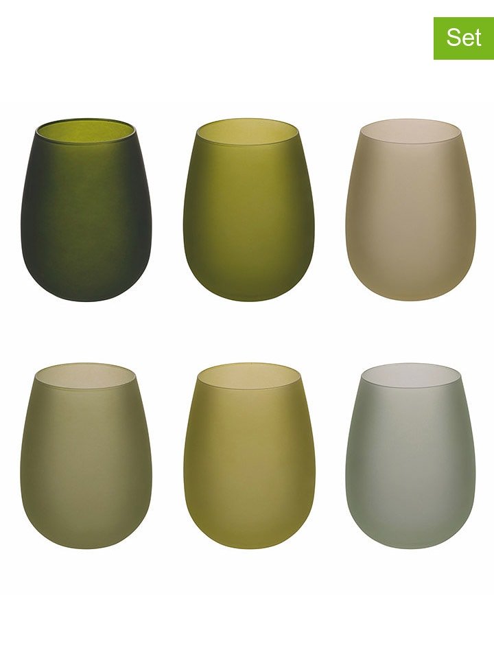 Villa d´Este Szklanki (6 szt.) "Happy Hour" w kolorze zielonym - 600 ml rozmiar: onesize