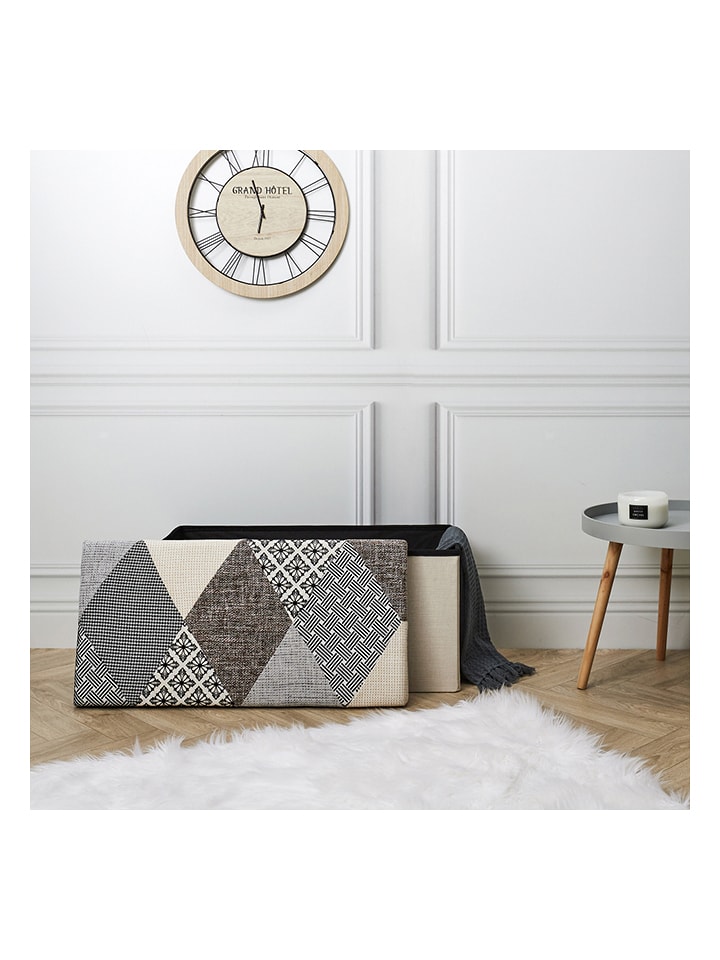 THE HOME DECO FACTORY Skrzynia-siedzisko w kolorze szaro-beżowym - 76 x 38 x 38 cm rozmiar: onesize