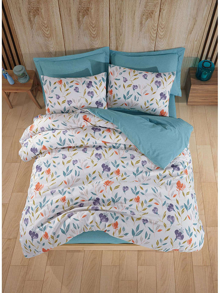 Elizabed Komplet pościeli "Floral" w kolorze biało-fioletowo-pomarańczowym rozmiar: 155x200 cm