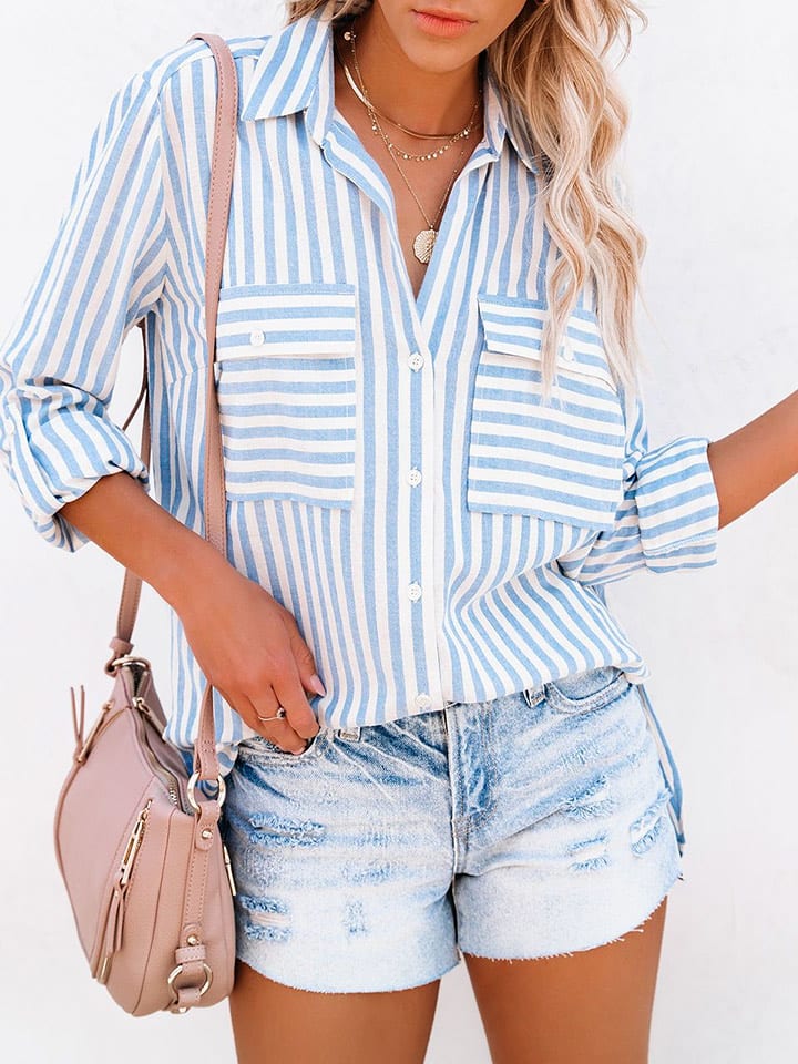 Milan Kiss Bluzka w kolorze biało-błękitnym rozmiar: L