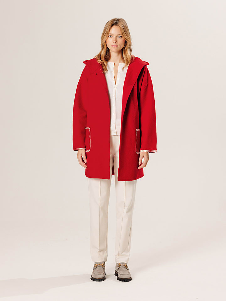 Rodier Wełniany płaszcz w kolorze czerwonym rozmiar: L