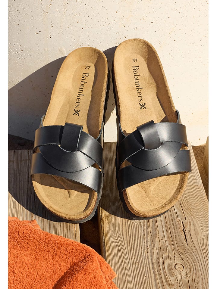 BABUNKERS Family Skórzane klapki w kolorze czarnym rozmiar: 41