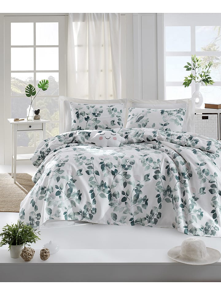 Colourful Cotton Narzuta w kolorze zielono-białym rozmiar: 140x200 cm