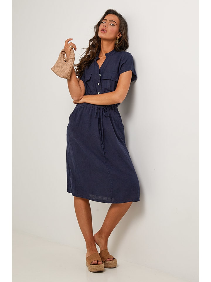 Le Monde du Lin Lniana sukienka w kolorze granatowym rozmiar: 34/36