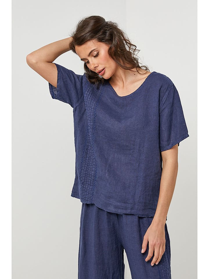 Lin Passion Lniana bluzka w kolorze granatowym rozmiar: 40/42