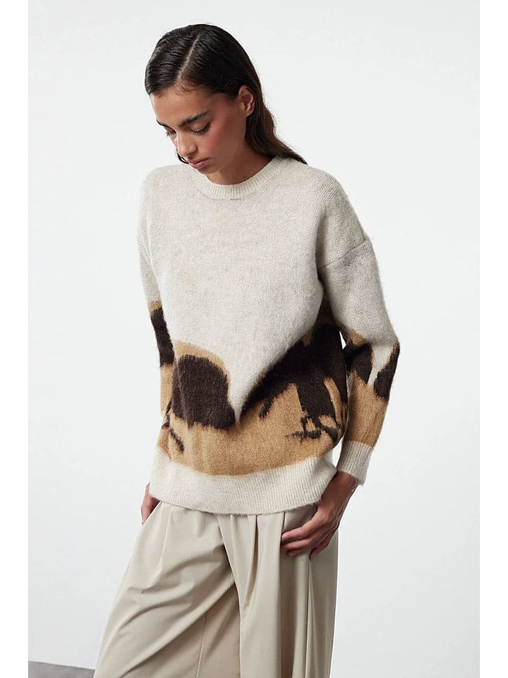 trendyol Sweter w kolorze karmelowo-beżowym rozmiar: M