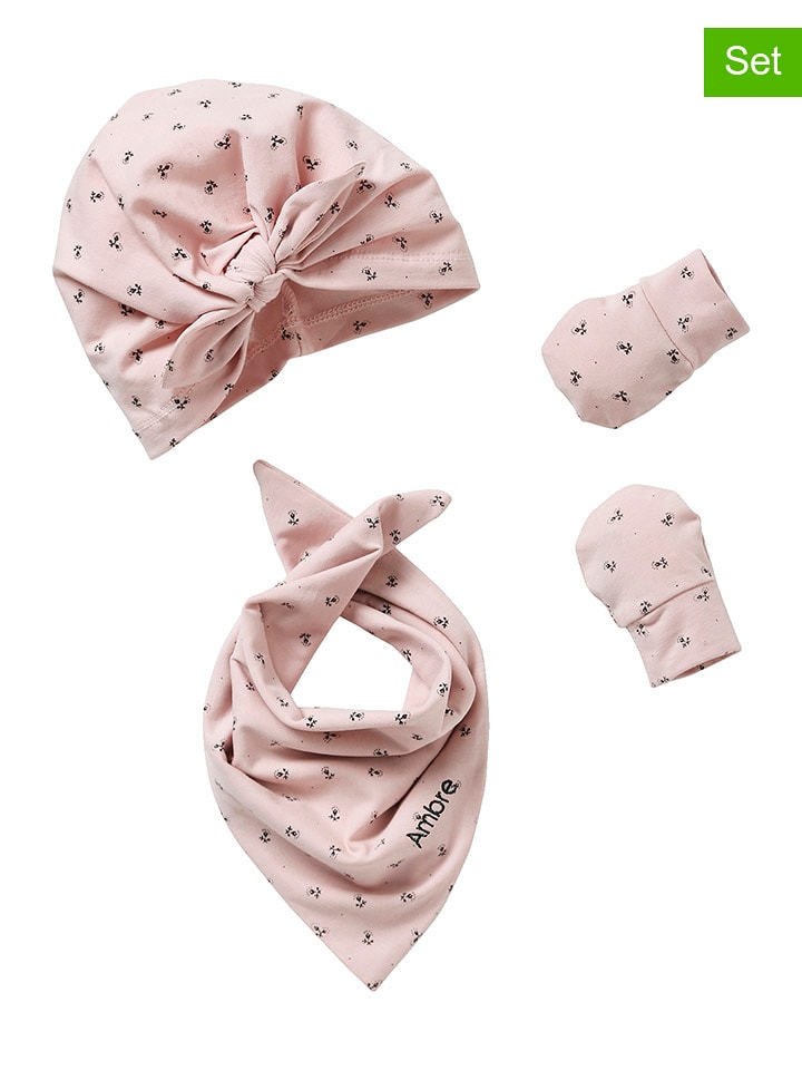 vertbaudet 4-częściowy zestaw w kolorze jasnoróżowym rozmiar: 80/86