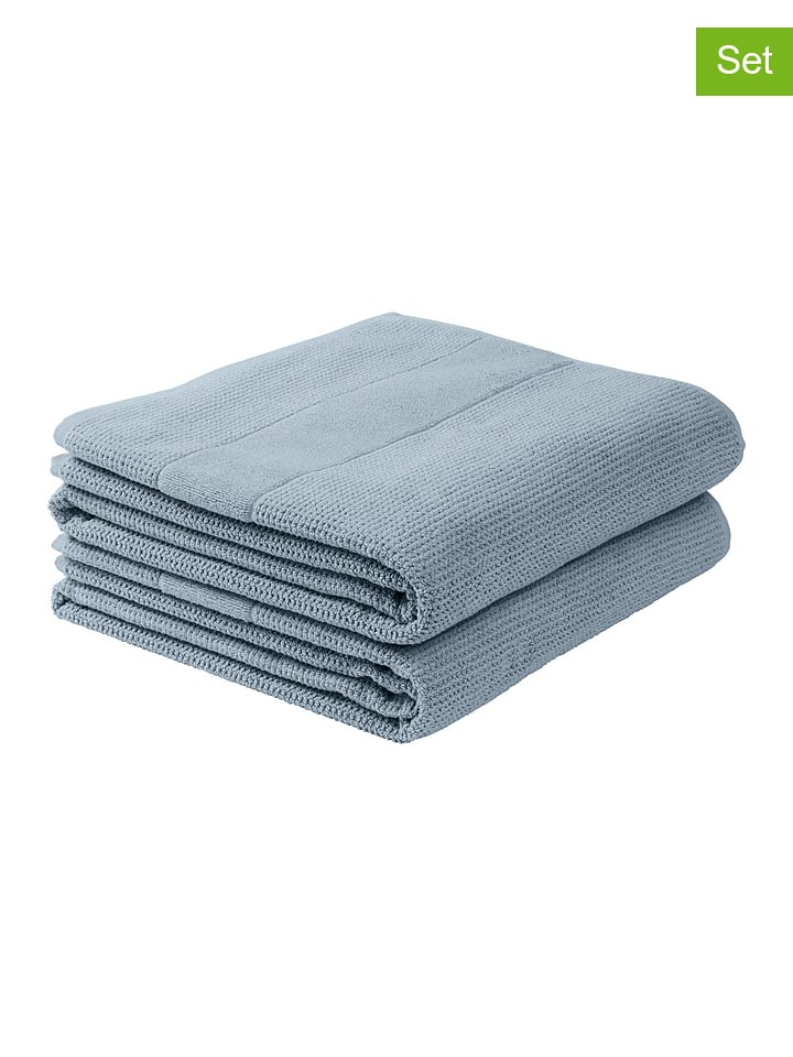 Schiesser Ręczniki prysznicowe (2 szt.) "Turin" w kolorze błękitnym rozmiar: 70x140 cm