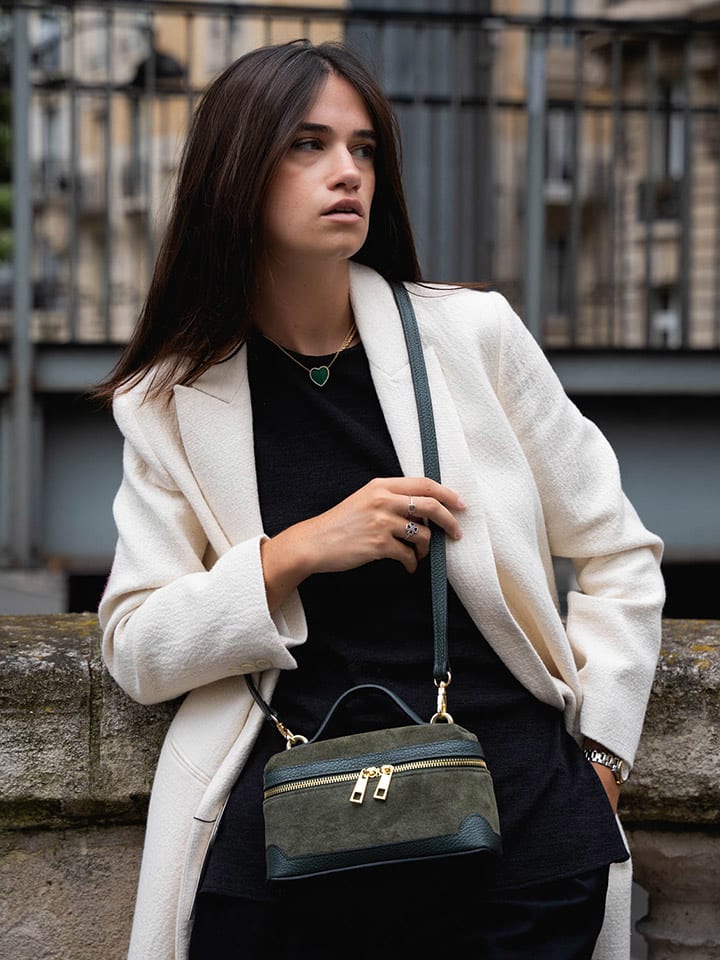 maison héritage PARIS Skórzana torebka "Simos Suede" w kolorze zielonym - 21 x 13 x 9 cm rozmiar: onesize