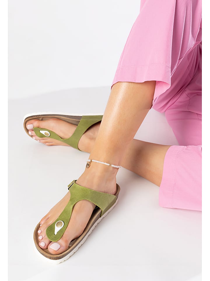 BAYTON Skórzane japonki "Mercure" w kolorze zielonym rozmiar: 36