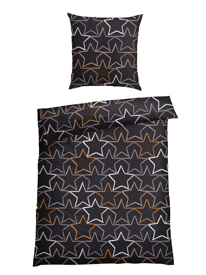 Schiesser Komplet pościeli flanelowej "Lizzy" w kolorze ciemnoszarym rozmiar: 135x200 cm