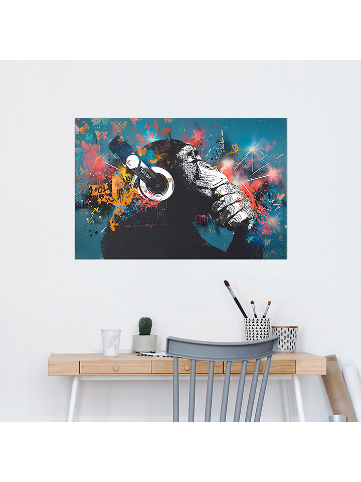 Orangewallz Druk artystyczny "Chimp - blue streetart" rozmiar: 60x90 cm