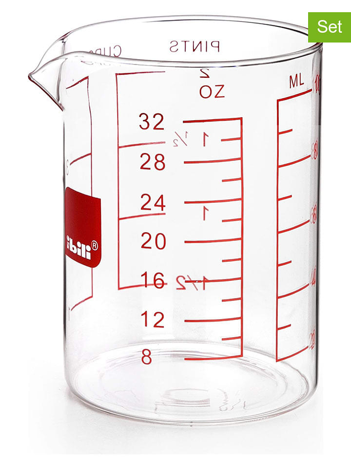 Ibili Miarki (2 szt.) w kolorze czerwonym - 1 l rozmiar: onesize