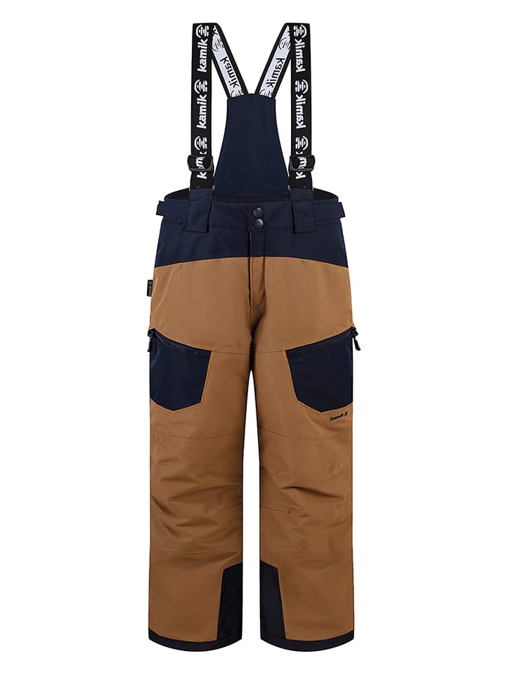 Kamik Spodnie narciarskie "Mars" w kolorze jasnobrązowo-granatowym rozmiar: 176
