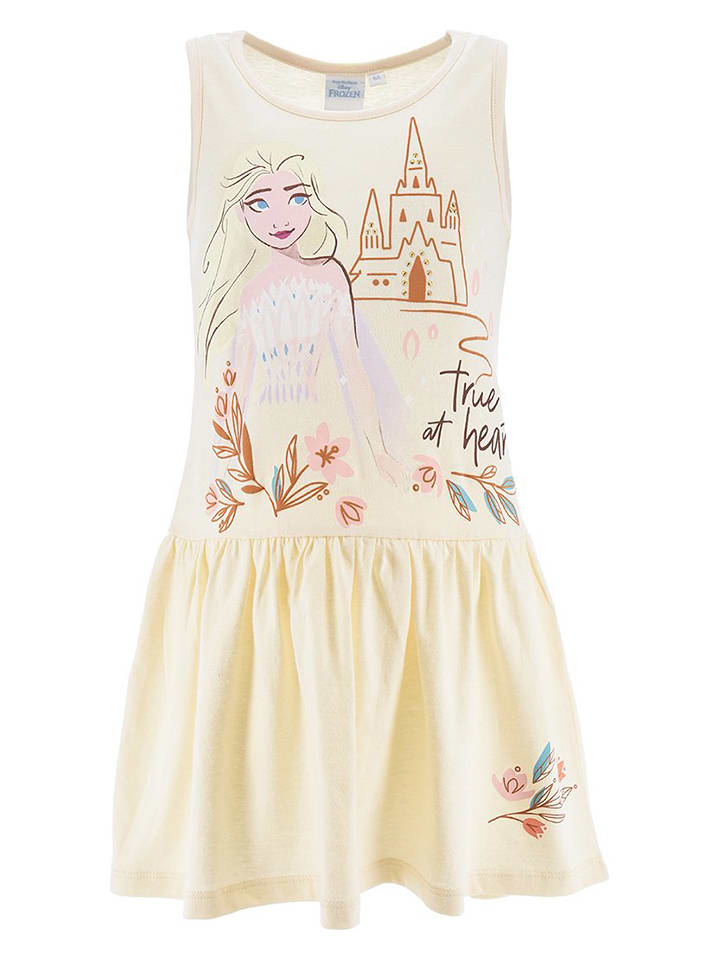 Disney Frozen Sukienka "Kraina Lodu" w kolorze kremowym rozmiar: 110