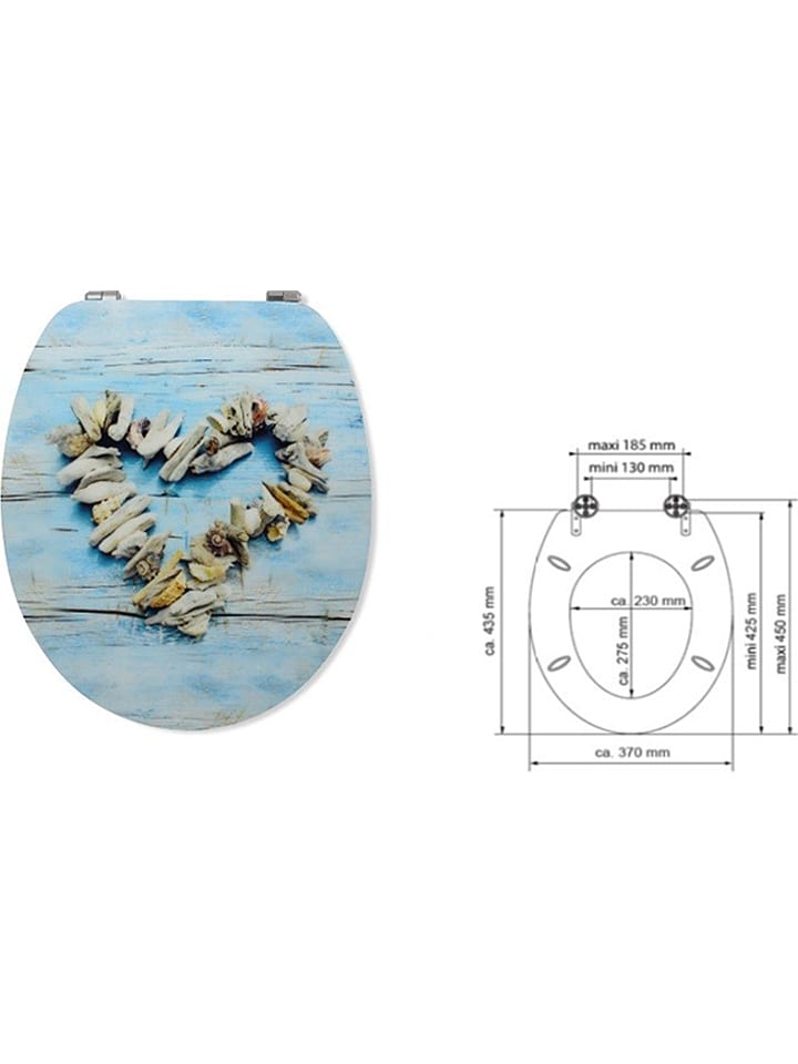 Schütte Wolnoopadająca deska WC "Shell heart" w kolorze błękitnym rozmiar: onesize