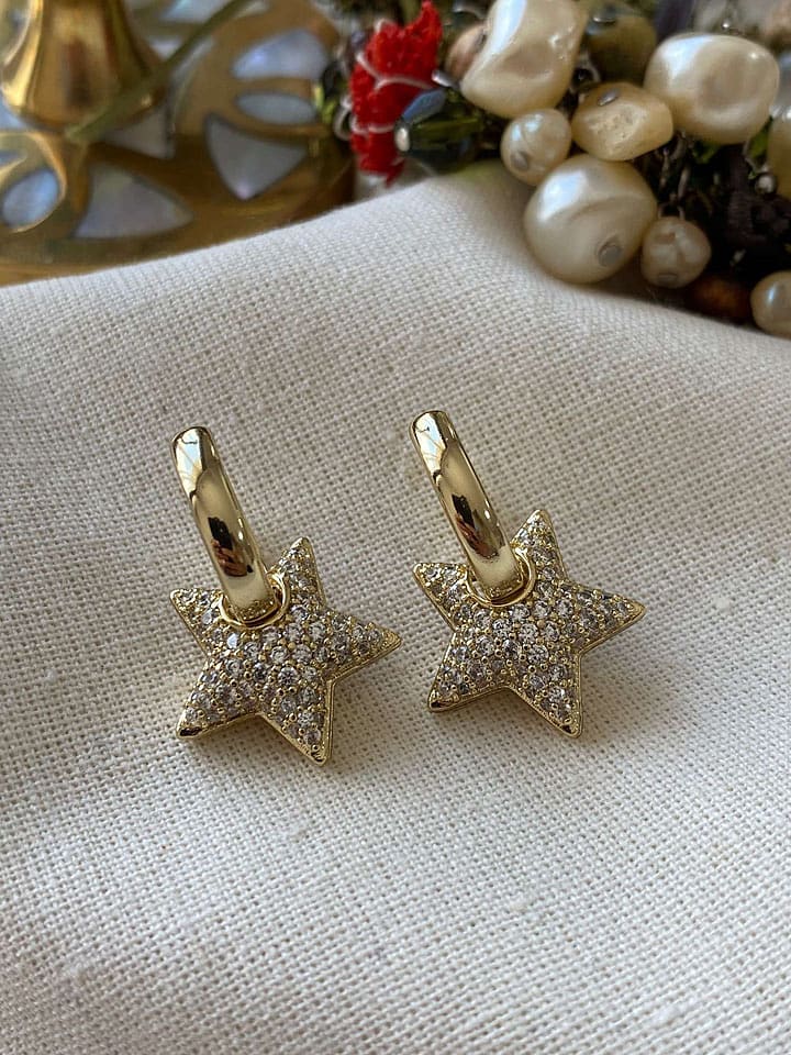 Luseera Pozłacane kolczyki-kreole z cyrkoniami rozmiar: onesize