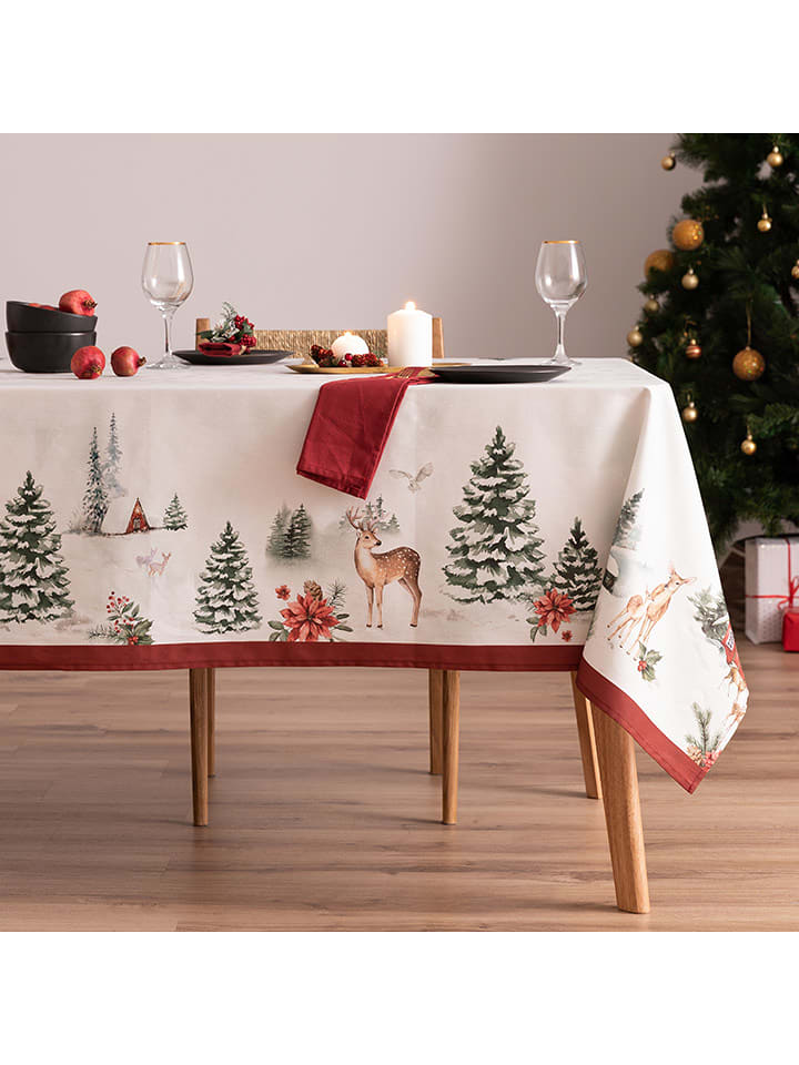 Mint Rugs Obrus "Christmas Snowball" w kolorze biało-zielonym rozmiar: 155x240 cm