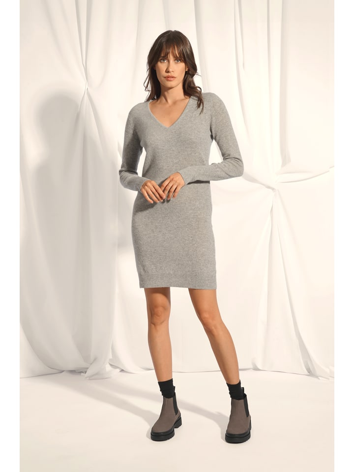 Just Cashmere Kaszmirowa sukienka "Tracy" w kolorze jasnoszarym rozmiar: XXL