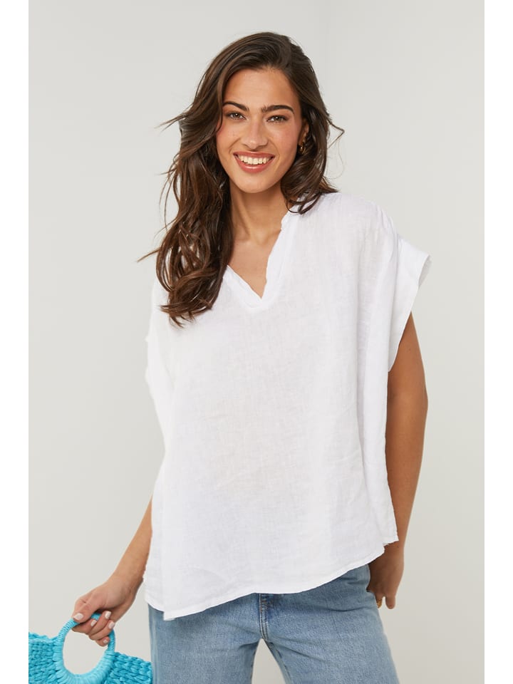 Le Monde du Lin Lniana koszulka w kolorze białym rozmiar: 38/40