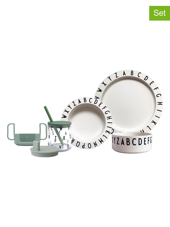 Design Letters 4-częściowy zestaw "Eat & Learn" w kolorze biało-zielonym rozmiar: onesize