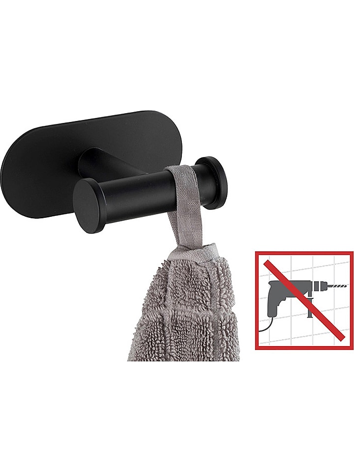 Wenko Haczyk ścienny "Orea" w kolorze czarnym - 10 x 4,5 x 6,5 cm rozmiar: onesize