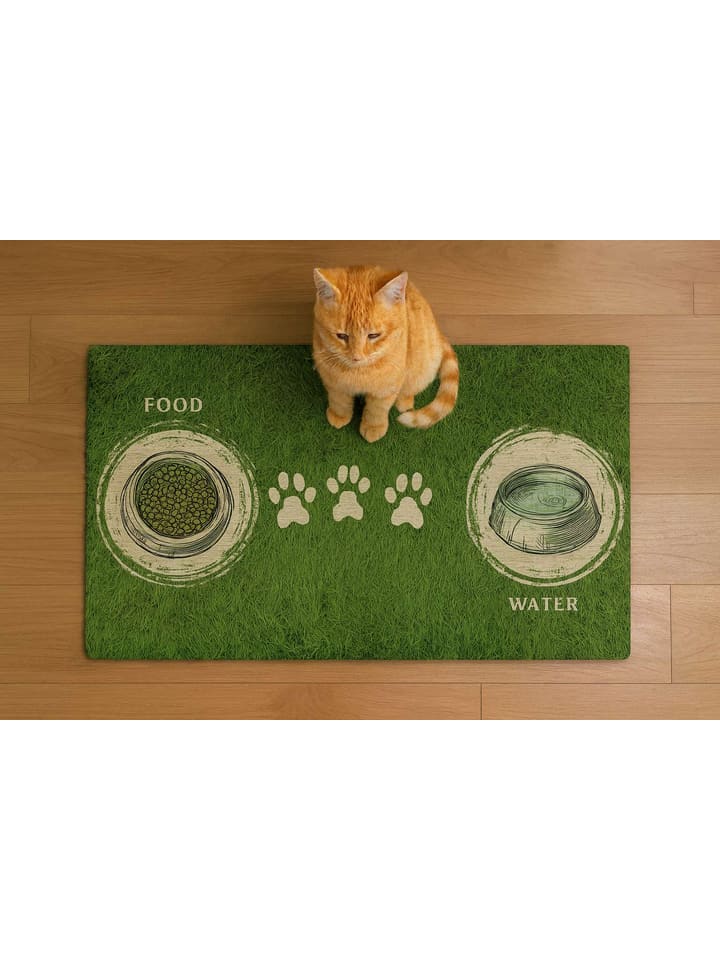 Paws&Whiskers Podkładka w kolorze zielonym pod miski - 40 x 70 cm rozmiar: onesize