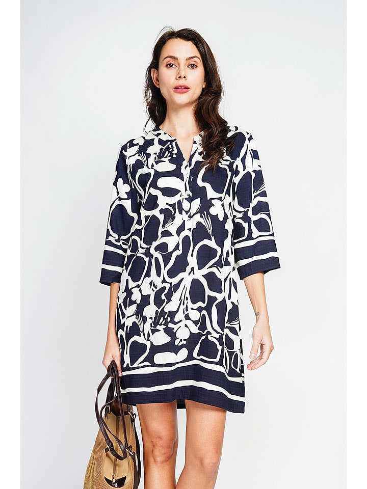 Le Jardin du Lin Sukienka w kolorze biało-granatowym rozmiar: 34