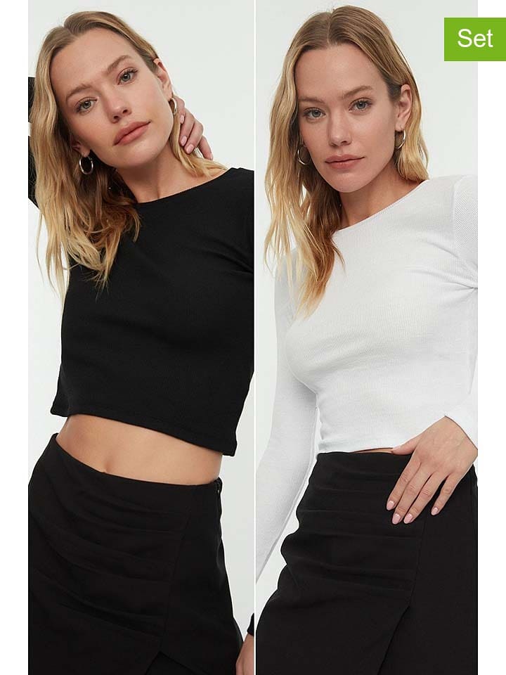 trendyol Koszulki (2 szt.) w kolorze czarnym i białym rozmiar: XL