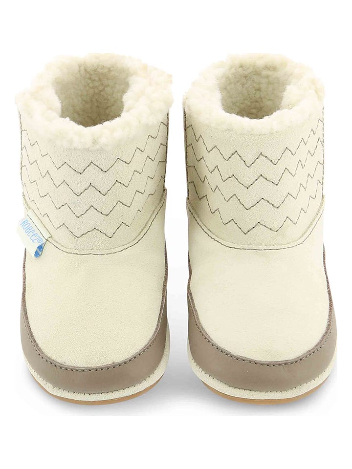 Robeez Skórzane botki zimowe w kolorze kremowym rozmiar: 18