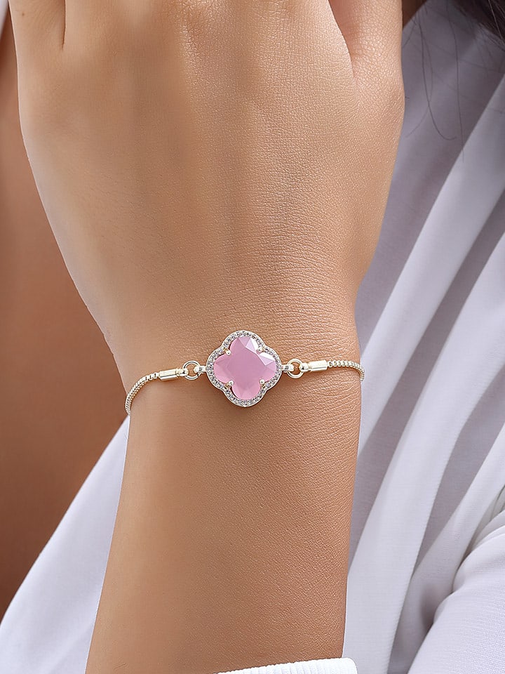 Nakkash Pozłacana bransoletka z cyrkoniami i kamieniem szlachetnym rozmiar: onesize