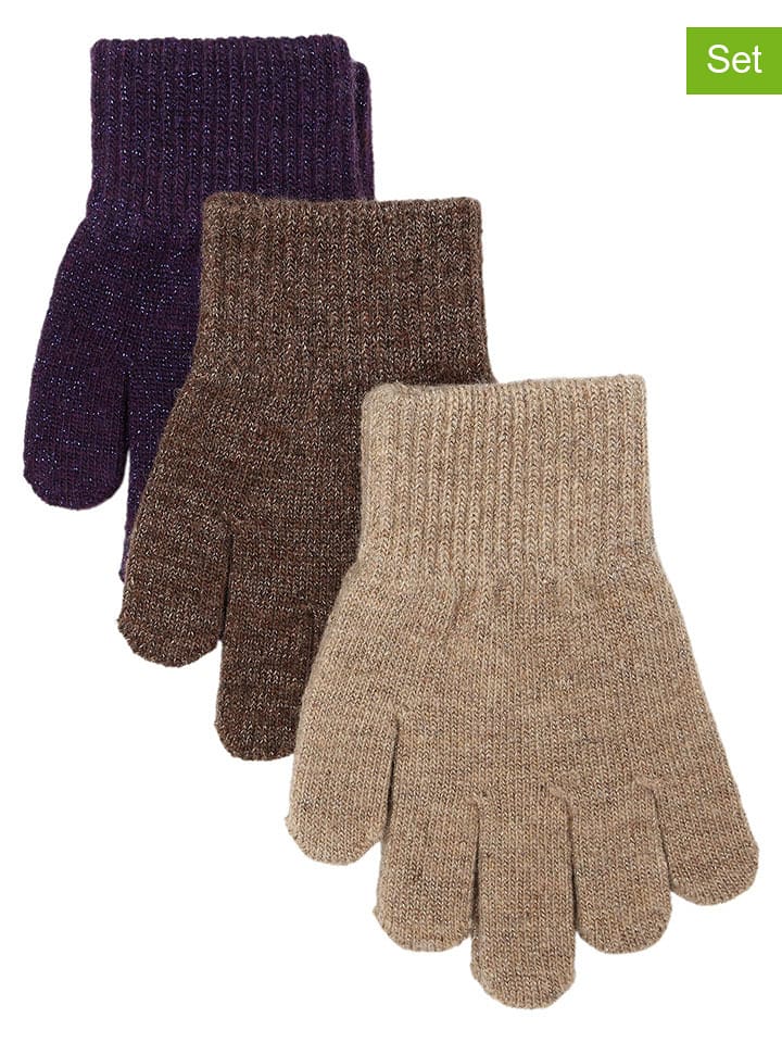 mikk-line Rękawiczki (3 pary) w kolorze brązowym rozmiar: 80-98