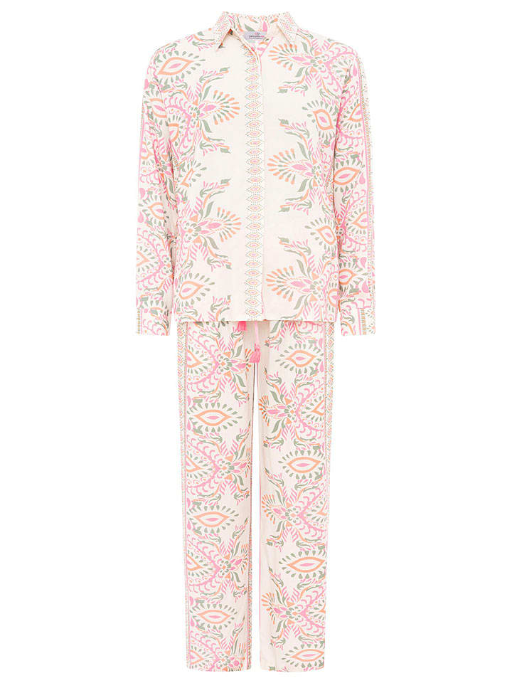 Zwillingsherz 2-częściowy zestaw "Blossom Dream" w kolorze biało-jasnoróżowo-zielonym rozmiar: L/XL