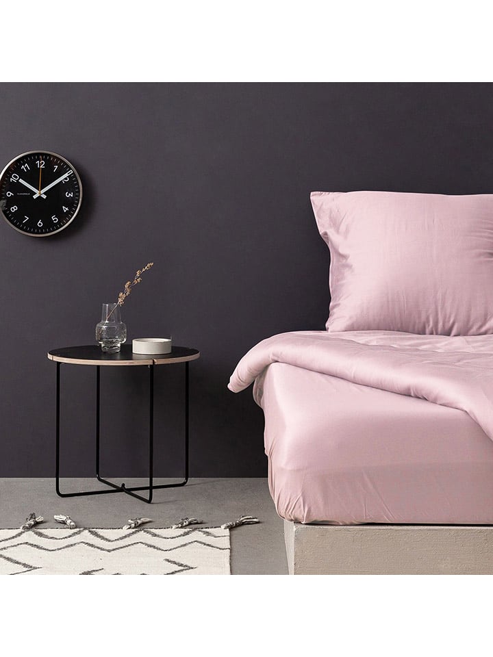 Elizabed Satynowe prześcieradło w kolorze jasnoróżowym na gumce rozmiar: 150x200 cm