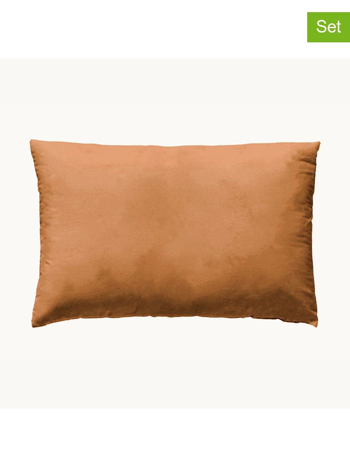 ethere Perkalowe poszewki (2 szt.) "Liso" w kolorze jasnobrązowym na poduszkę rozmiar: 50x80 cm