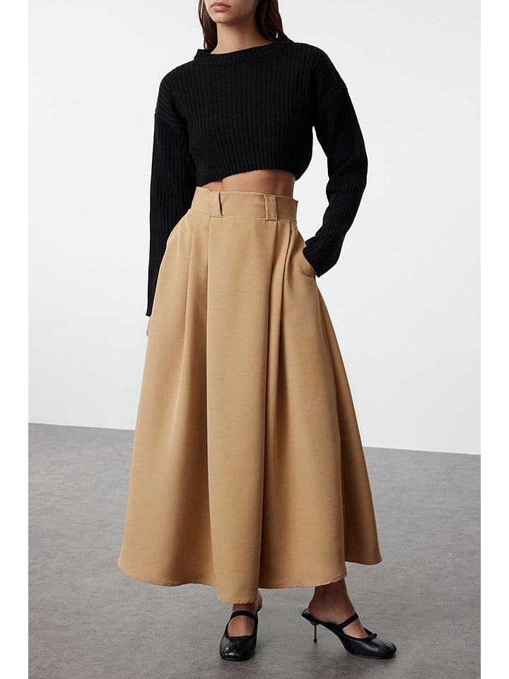 trendyol Spódnica w kolorze jasnobrązowym rozmiar: 38