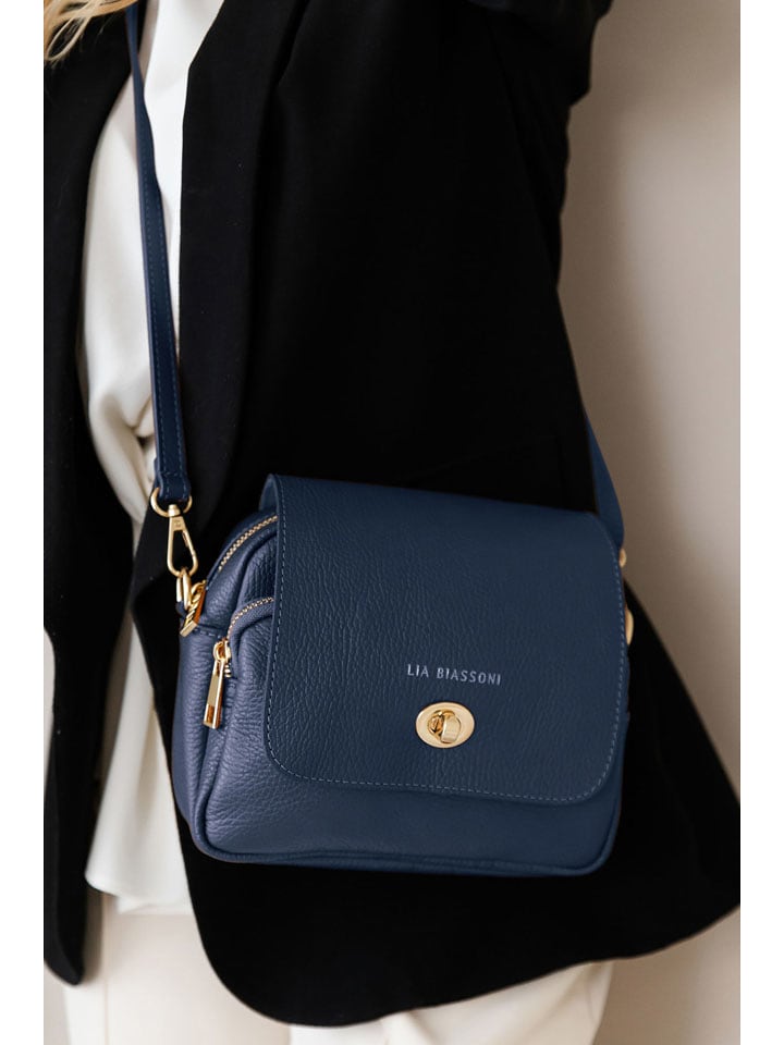Lia Biassoni Skórzana torebka w kolorze granatowym - 23 x 20 x 9 cm rozmiar: onesize