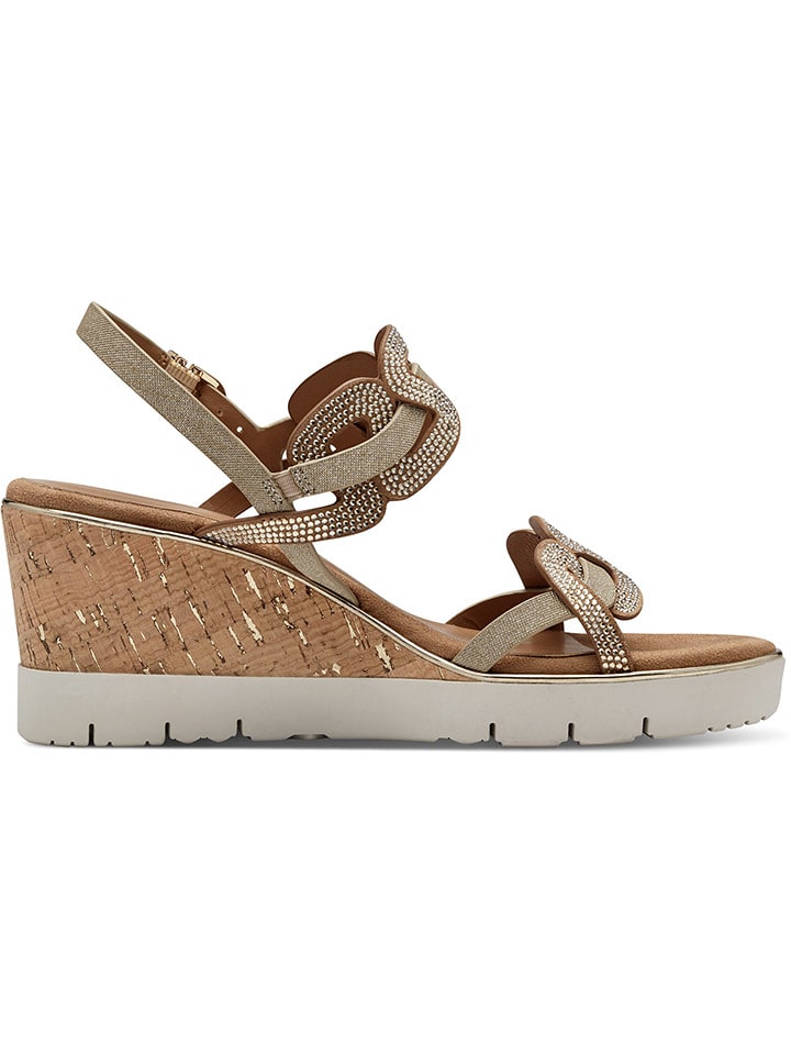 Tamaris Sandały w kolorze złoto-jasnobrązowym na koturnie rozmiar: 40