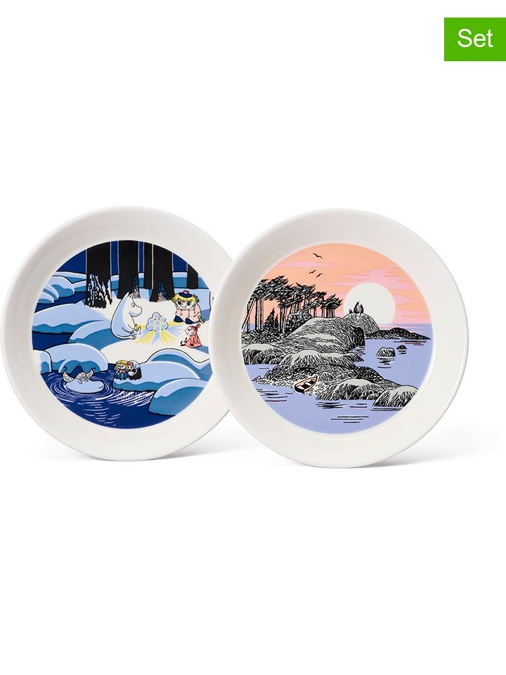 Moomin Talerzyki deserowe (2 szt.) w kolorze niebiesko-pomarańczowym - Ø 19 cm rozmiar: onesize