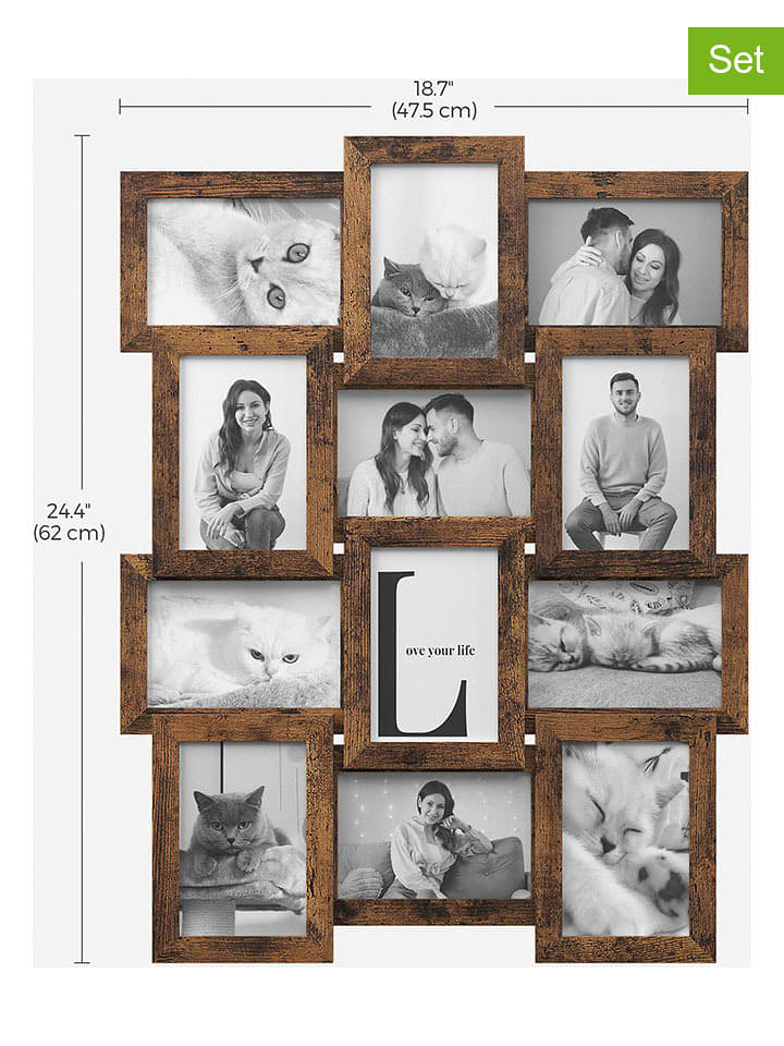 Songmics Ramki (12 szt.) w kolorze brązowym na zdjęcia - 47,5 x 62 cm rozmiar: onesize