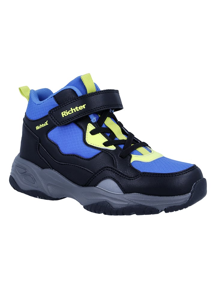 Richter Shoes Botki trekkingowe "Jamie" w kolorze czarno-niebiesko-limonkowym rozmiar: 31