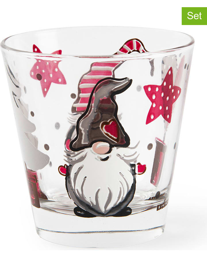 Trendy Kitchen by EXCÉLSA Szklanki (6 szt.) "Gnomo" w kolorze czerwono-brązowym - 250 ml rozmiar: onesize
