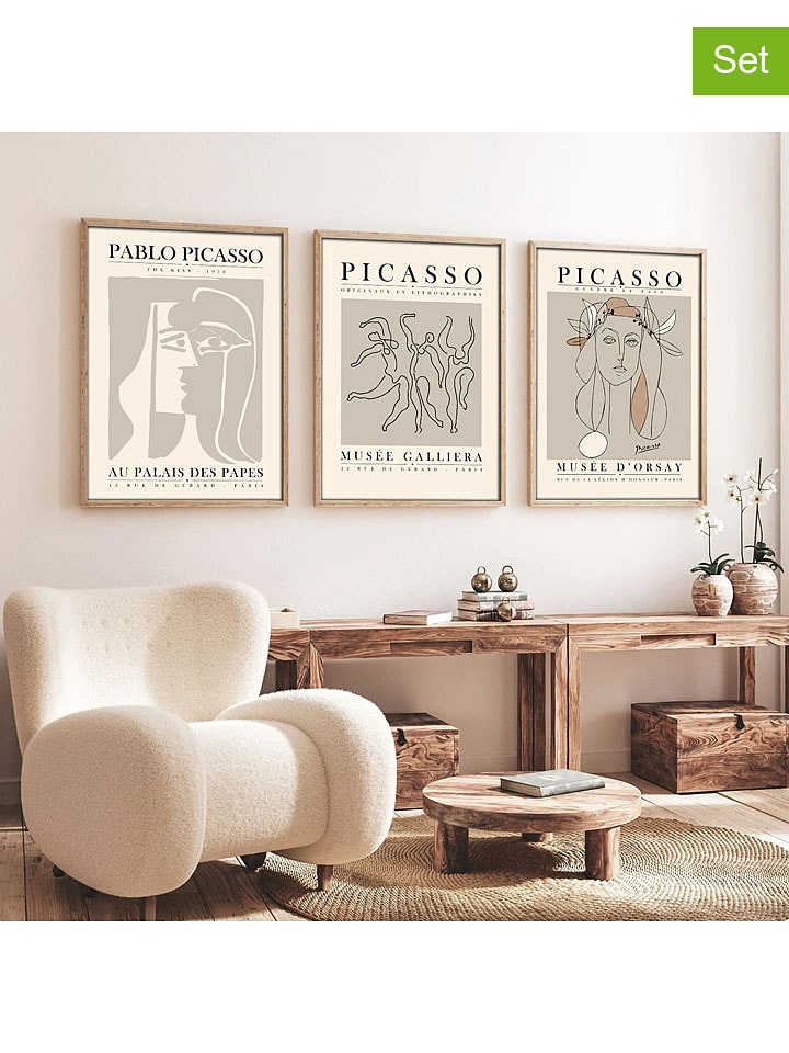 ABERTO DESIGN Druki artystyczne (3 szt.) w ramce rozmiar: 50x70 cm