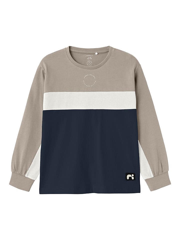 name it Koszulka "Pofinte" w kolorze szaro-granatowo-kremowym rozmiar: 158/164